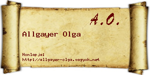 Allgayer Olga névjegykártya